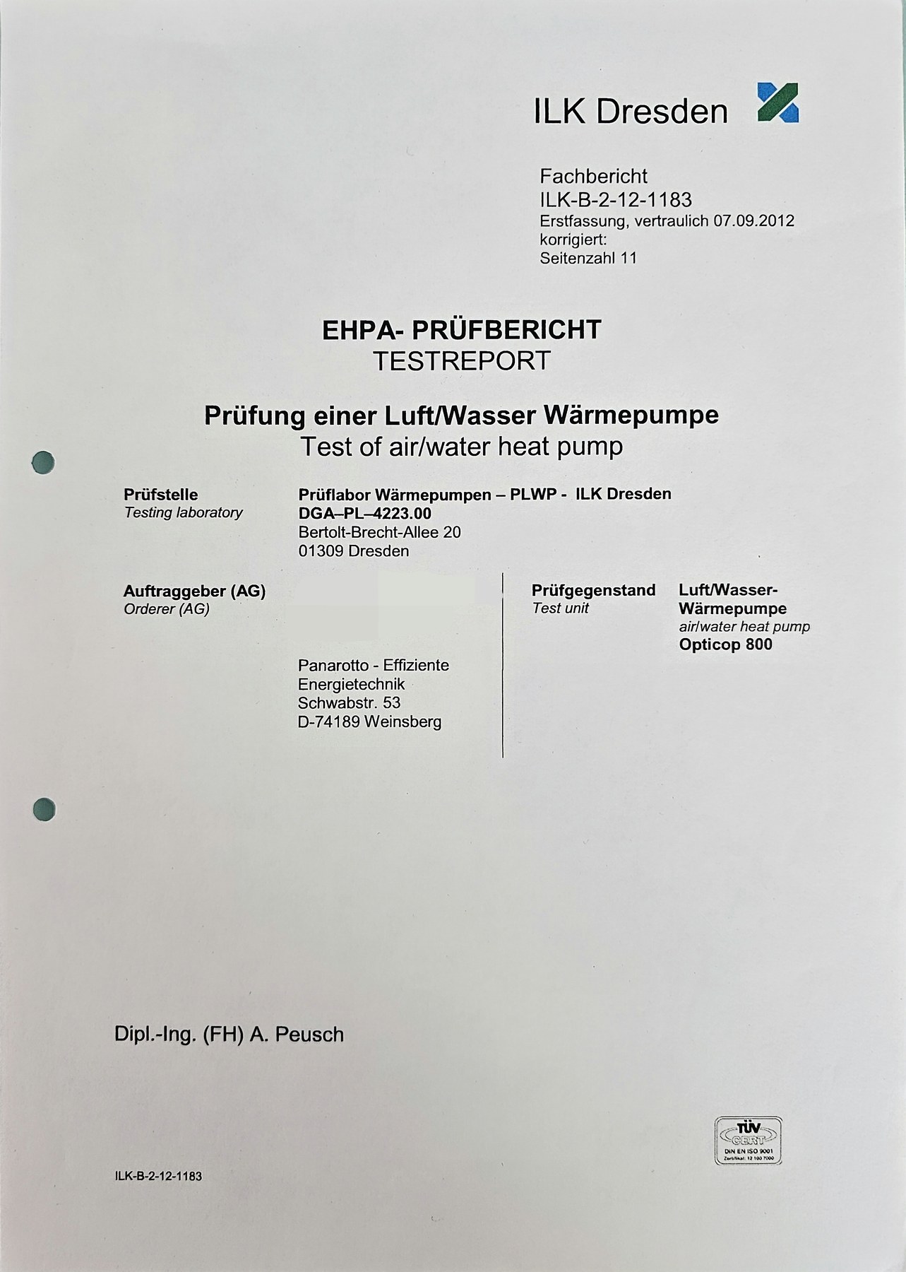 ILK Dresden EHPA-Prüfbericht Opticop 800